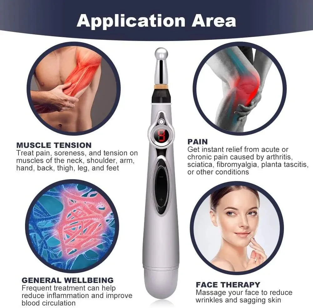 Electronic Acupuncture Point Massage Pen Multi-Function Meridian Press Energy Therapy Power Pen Pain Relief Tool