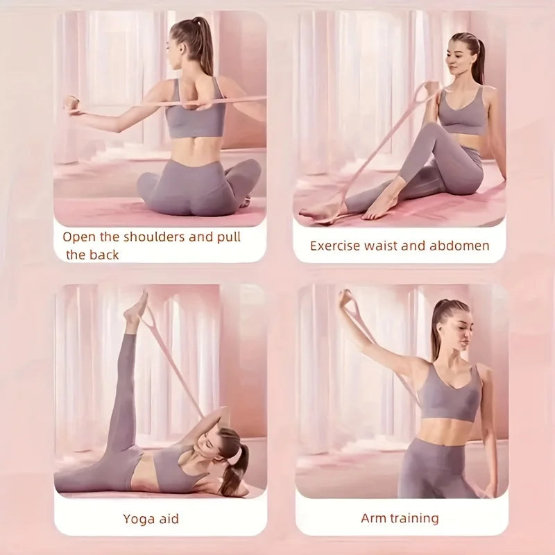 Multi-Functional Figure 8 Resistance Band for Full Body Workout - TPE Elastic Fitness Strap for Strength Training, Yoga, Pilates