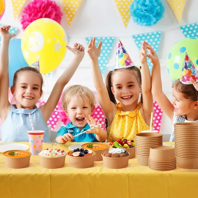 30/10pcs Disposable Kraft Paper Bowls Packaging Boxes with Lids for Hot Soup Salad Noodles Ice Cream Food Containers Lunch Box