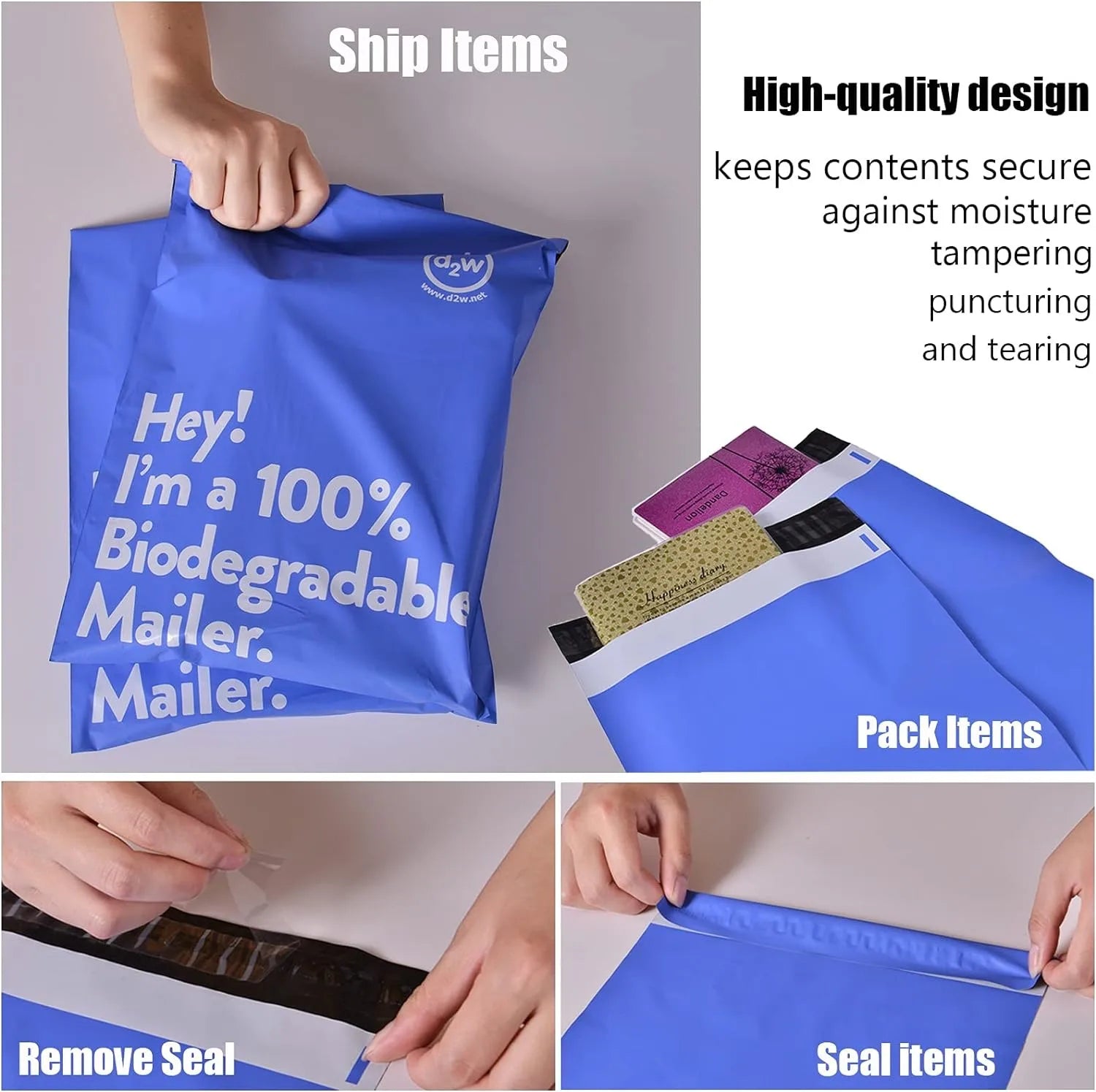 Biodegradable Shipping Bags,50 Count Compostable Poly Mailers with Eco Friendly Packaging Envelopes Supplies Mailing Bags