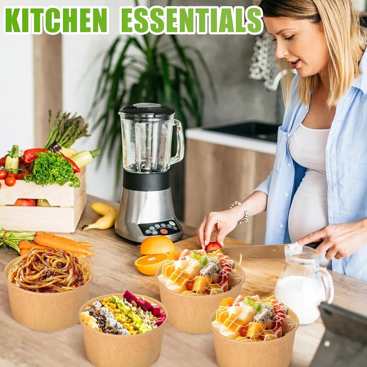 30/10pcs Disposable Kraft Paper Bowls Packaging Boxes with Lids for Hot Soup Salad Noodles Ice Cream Food Containers Lunch Box